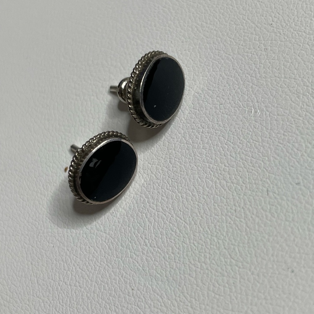 Vintage Black Onyx Stud Earrings